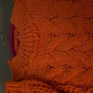 POL Vibrant Orange Cable Knit Sweater
